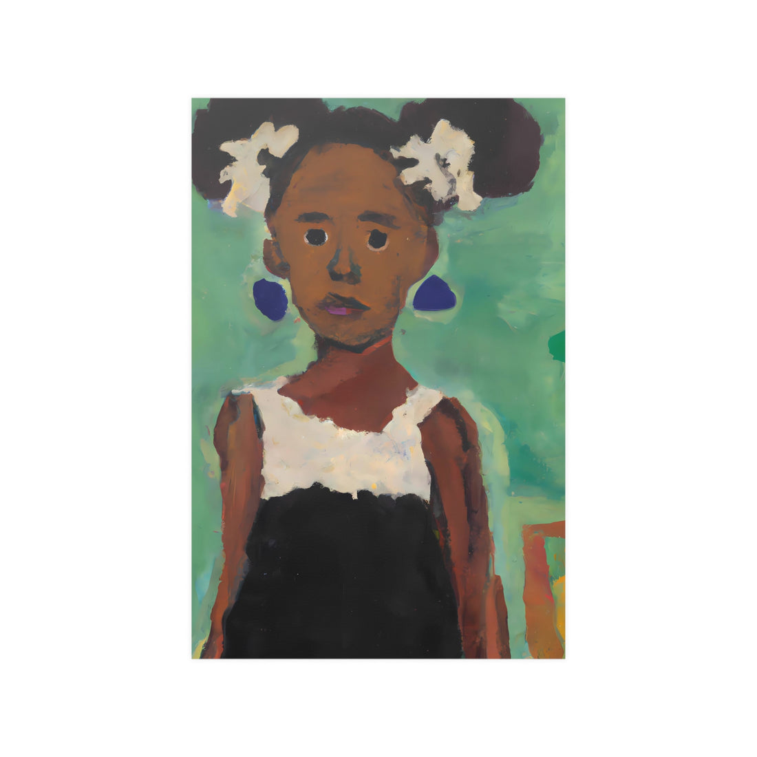 Girl in Afro Puffs Black Art Wall Poster