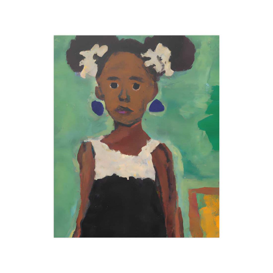 Girl in Afro Puffs Black Art Wall Poster