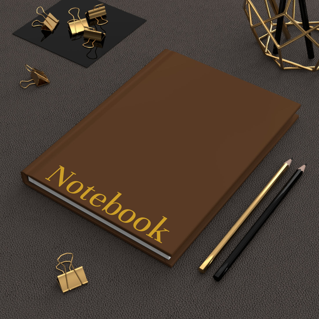 Brown and Gold Notebook, Matte Hardcover Journal
