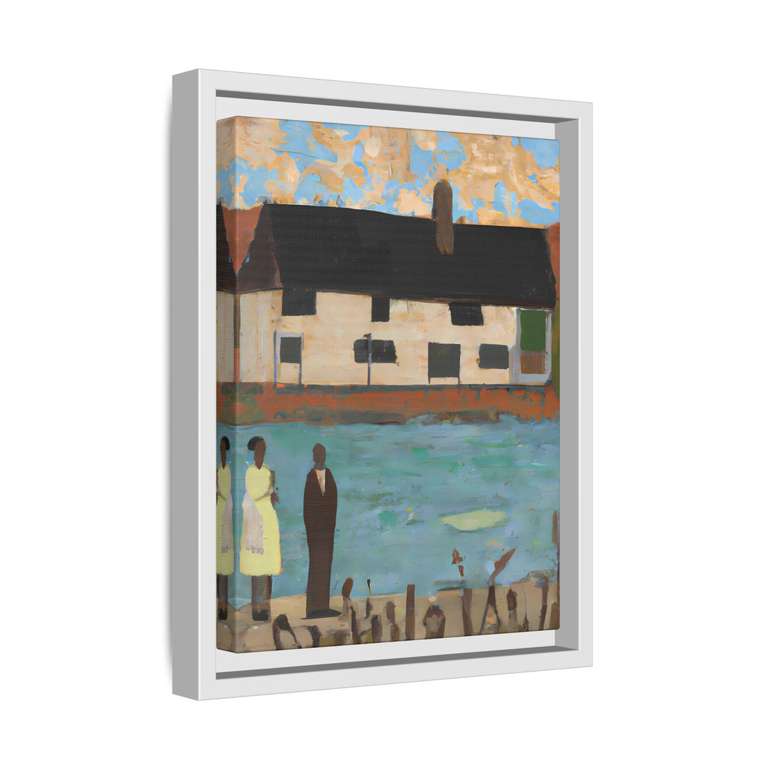 Lake House, Folk Series | Framed Canvas Art