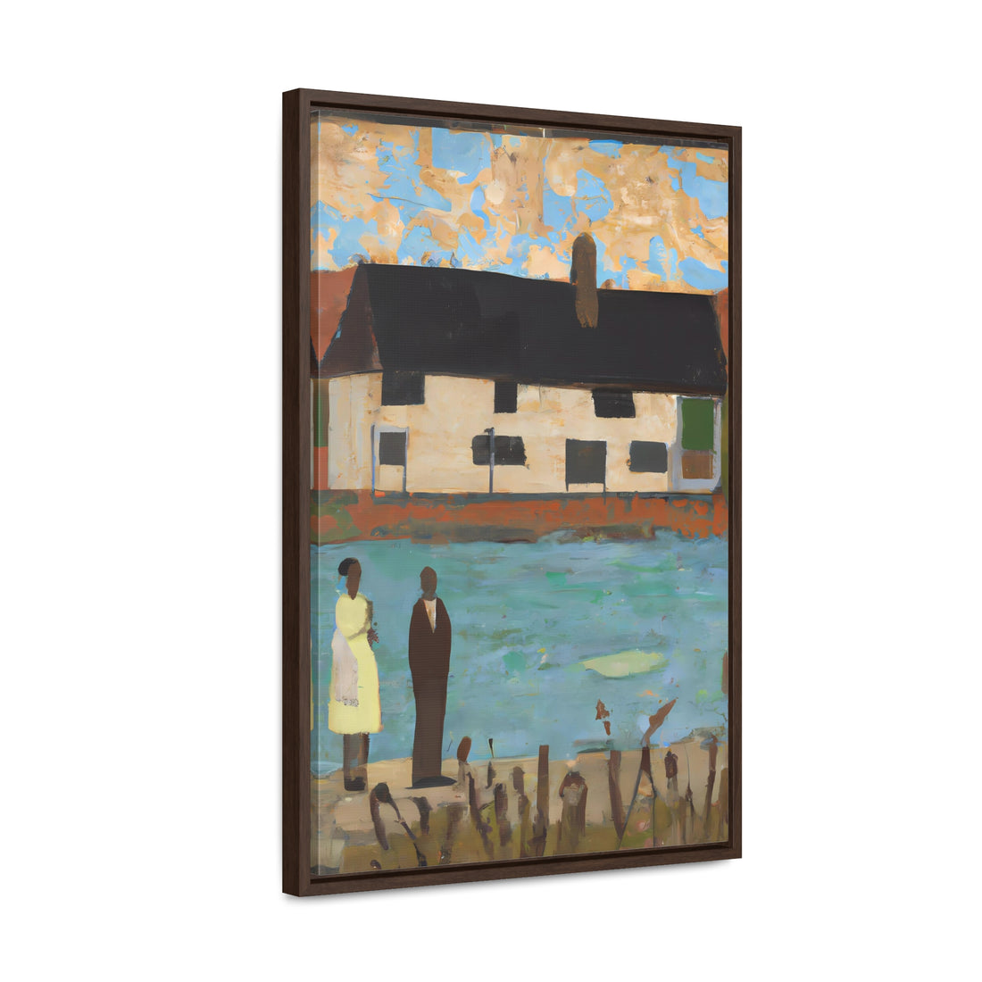 Lake House, Folk Series | Framed Canvas Art