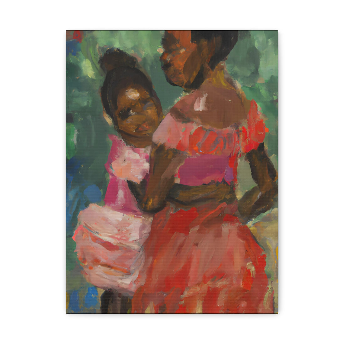 Coral Pink Mother Canvas Wall Art Daughter Series