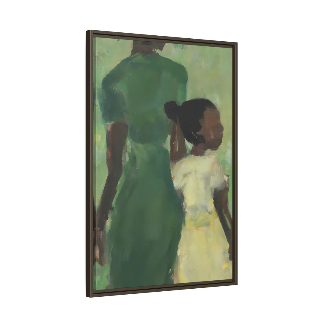 Green Mother, Daughter Series, FRAMED Canvas Wall Art
