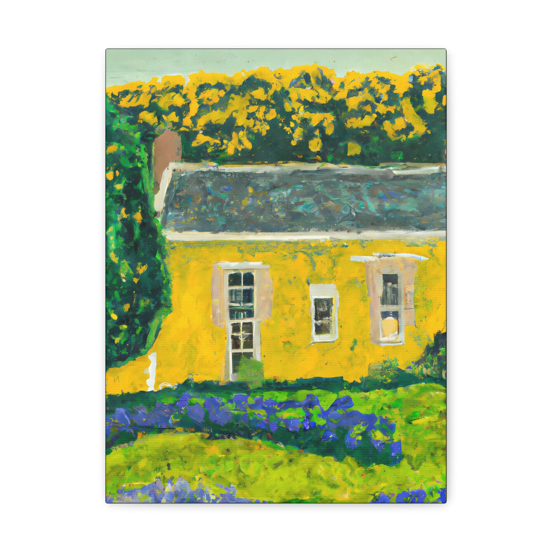 Yellow Bungalow, Cottage Series Canvas wall art