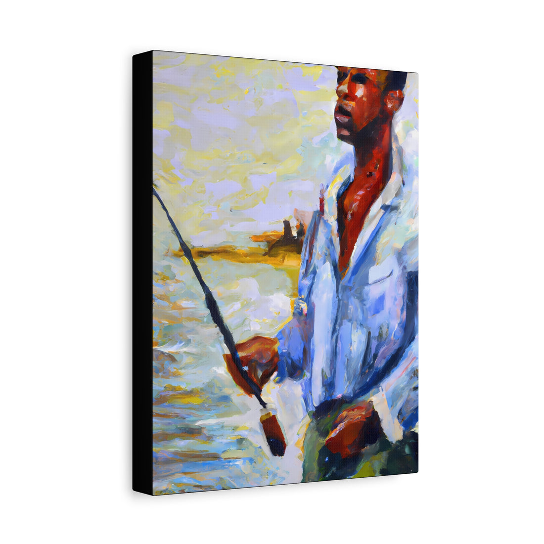 Black Man Fishing, Men Series CANVAS Wall Art