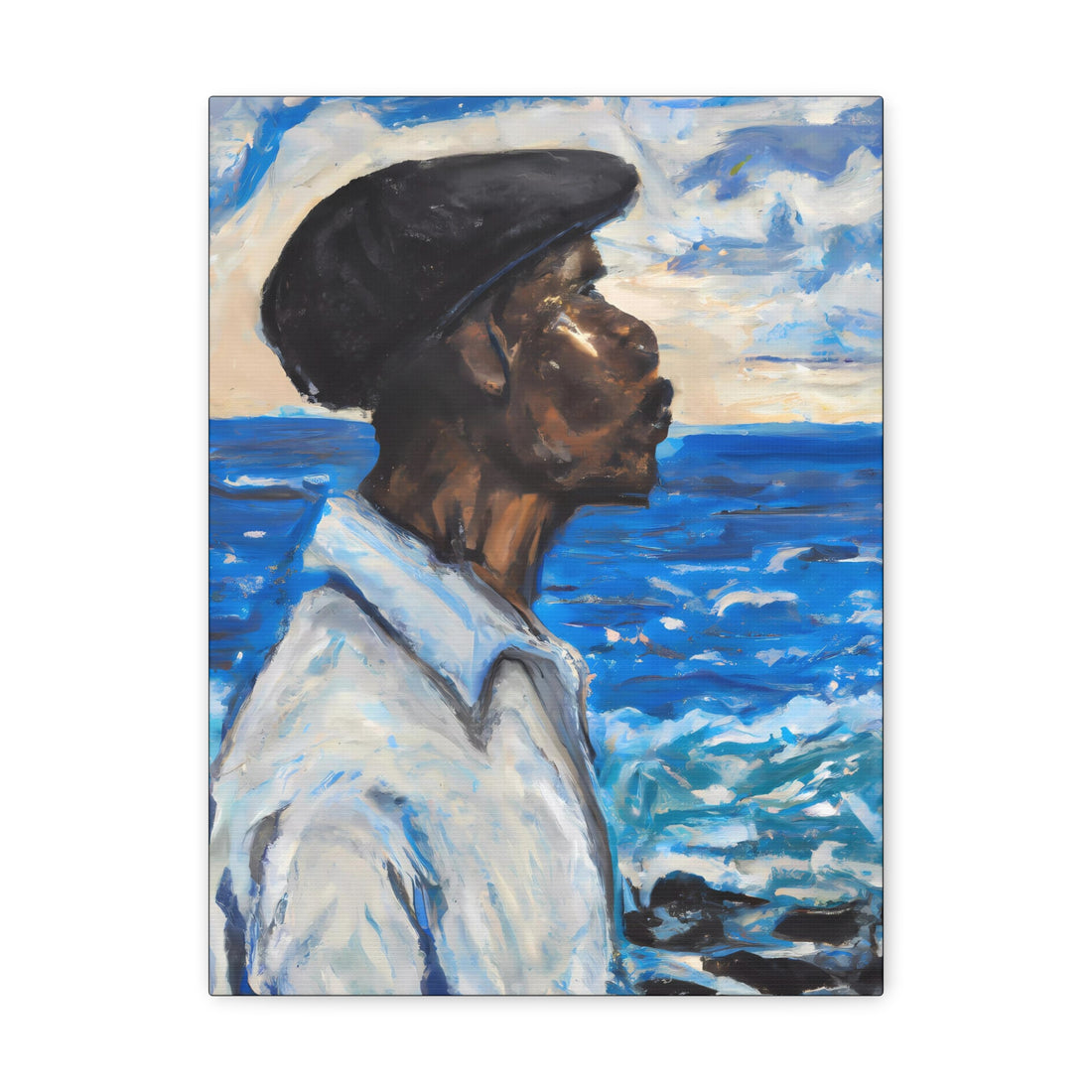 Man Sea Gazing, Black Men Series CANVAS Wall Art