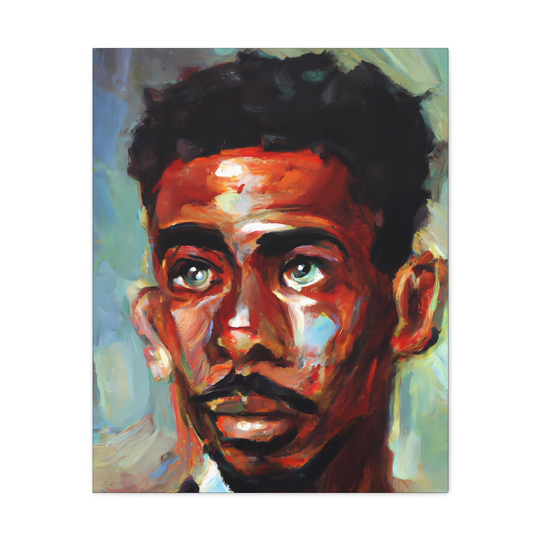 Green Eyed Man, Black Men Series CANVAS Wall Art