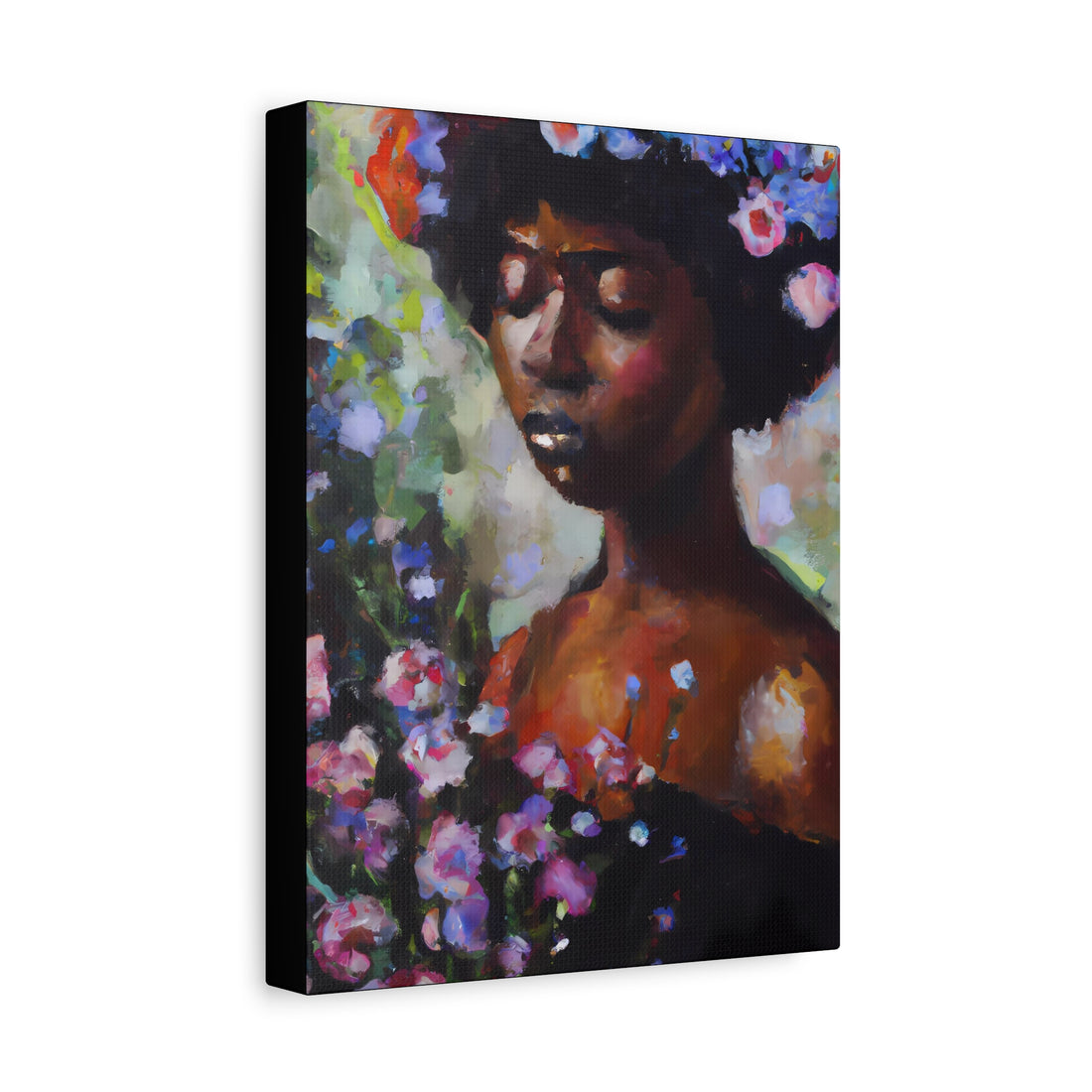 Afro Lady Purple, Flower Series | Canvas Wall Art