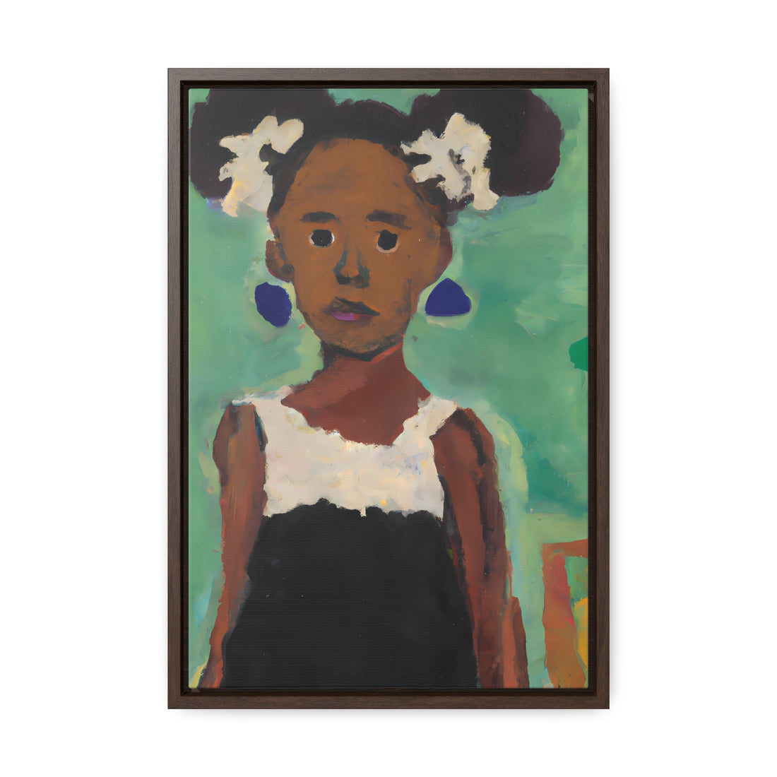 Girl with Afro Puffs, Daughter Series | Framed Canvas Art