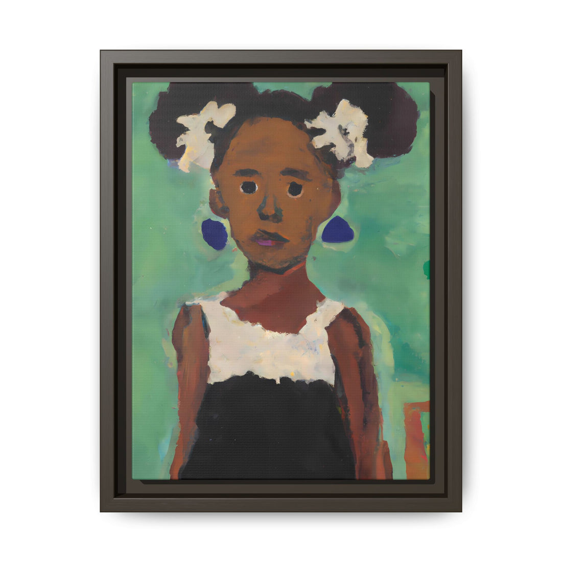Girl with Afro Puffs, Daughter Series | FRAMED Canvas Wall Art