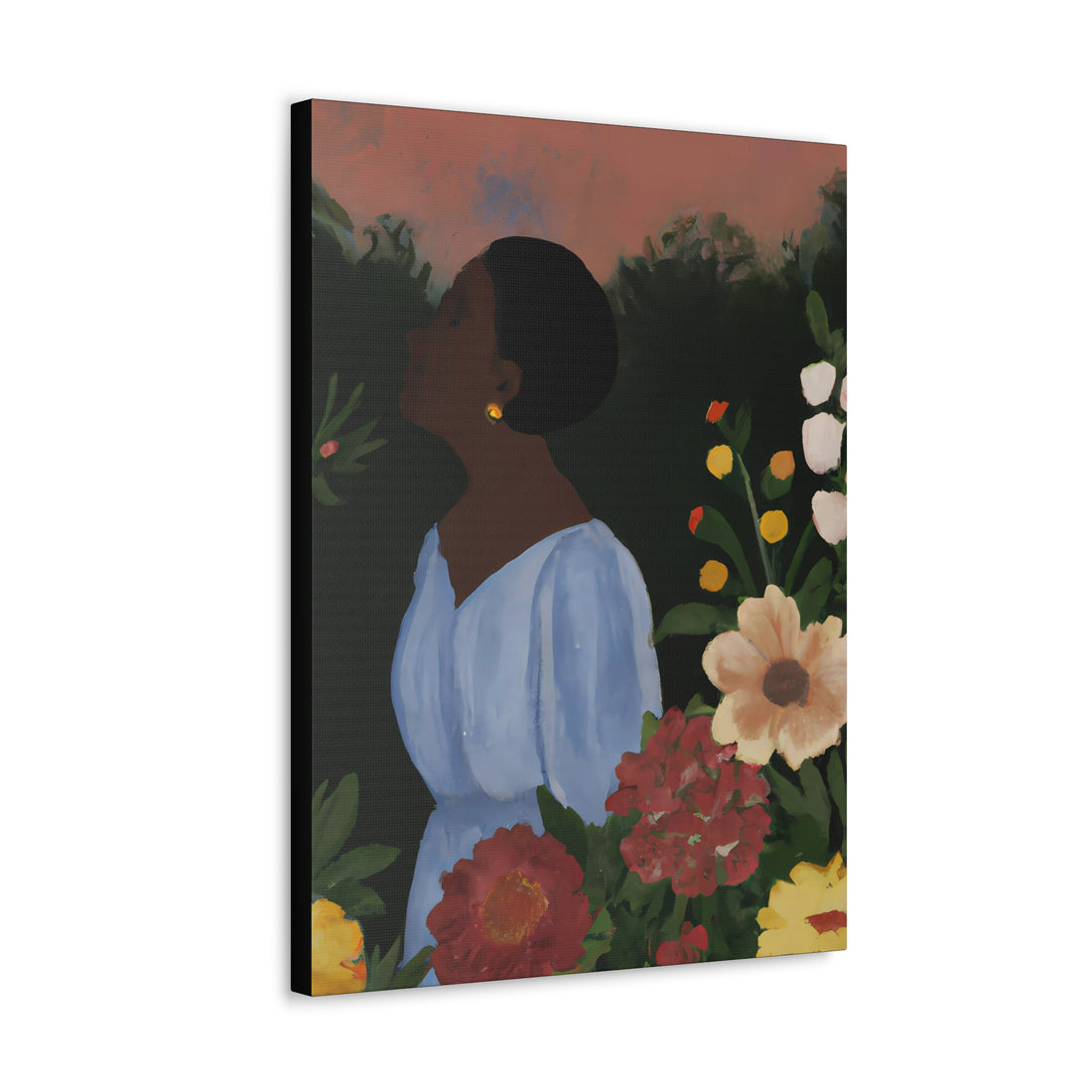 Lady in Cornflower Blue, Garden Series | Canvas Wall Art