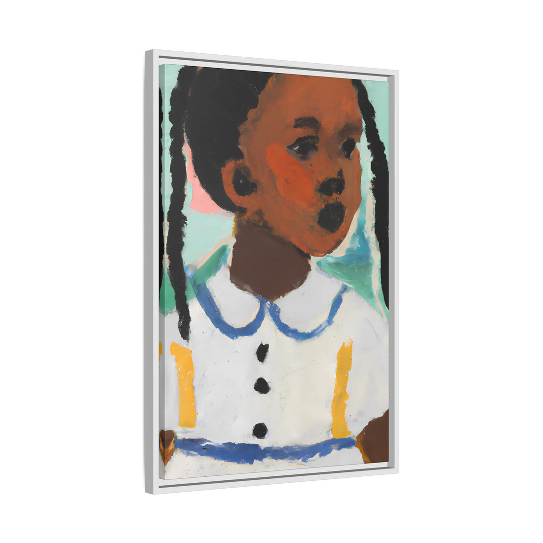 Girl with Pig Tails, Daughter Series | Framed Canvas Art