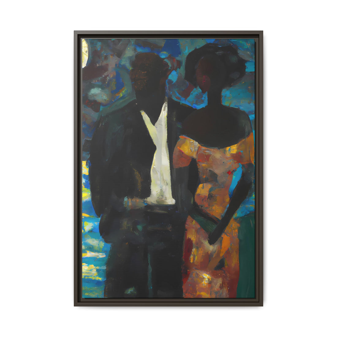 Moonlight, Black Love Series | Framed Canvas Wall Art