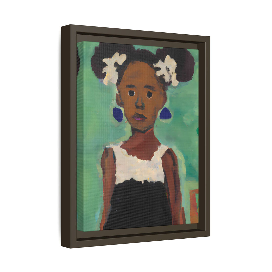 Girl with Afro Puffs, Daughter Series | FRAMED Canvas Wall Art