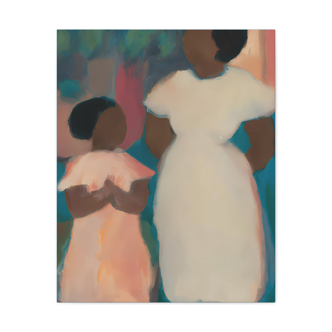 Teal Mother, Daughter Series Canvas Wall Art