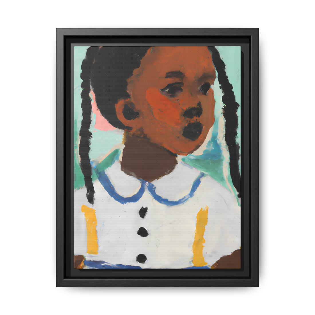 Girl with Pig Tails, Daughter Series | Framed Canvas Art