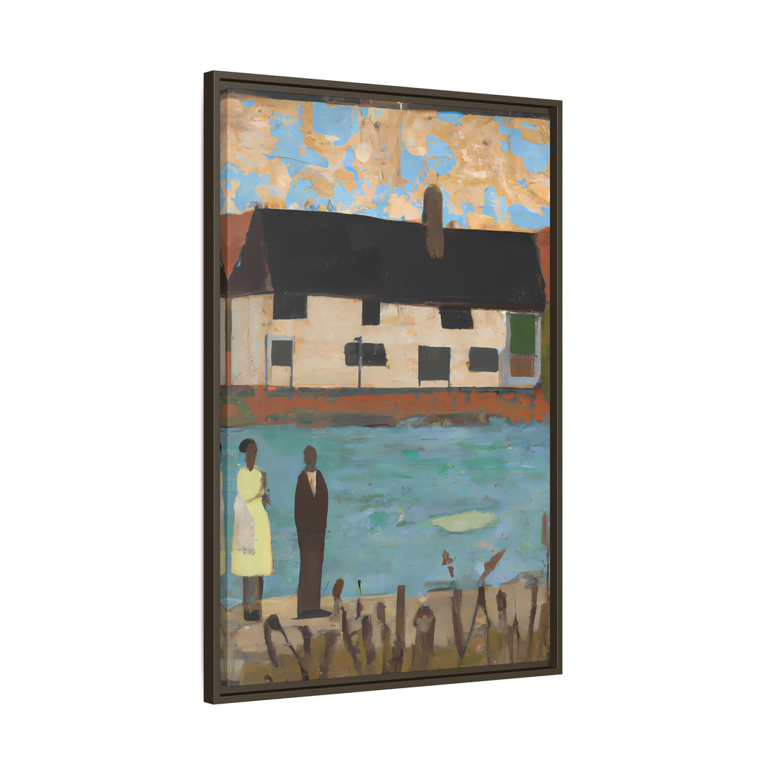 Lake House, Folk Series | Framed Canvas Art