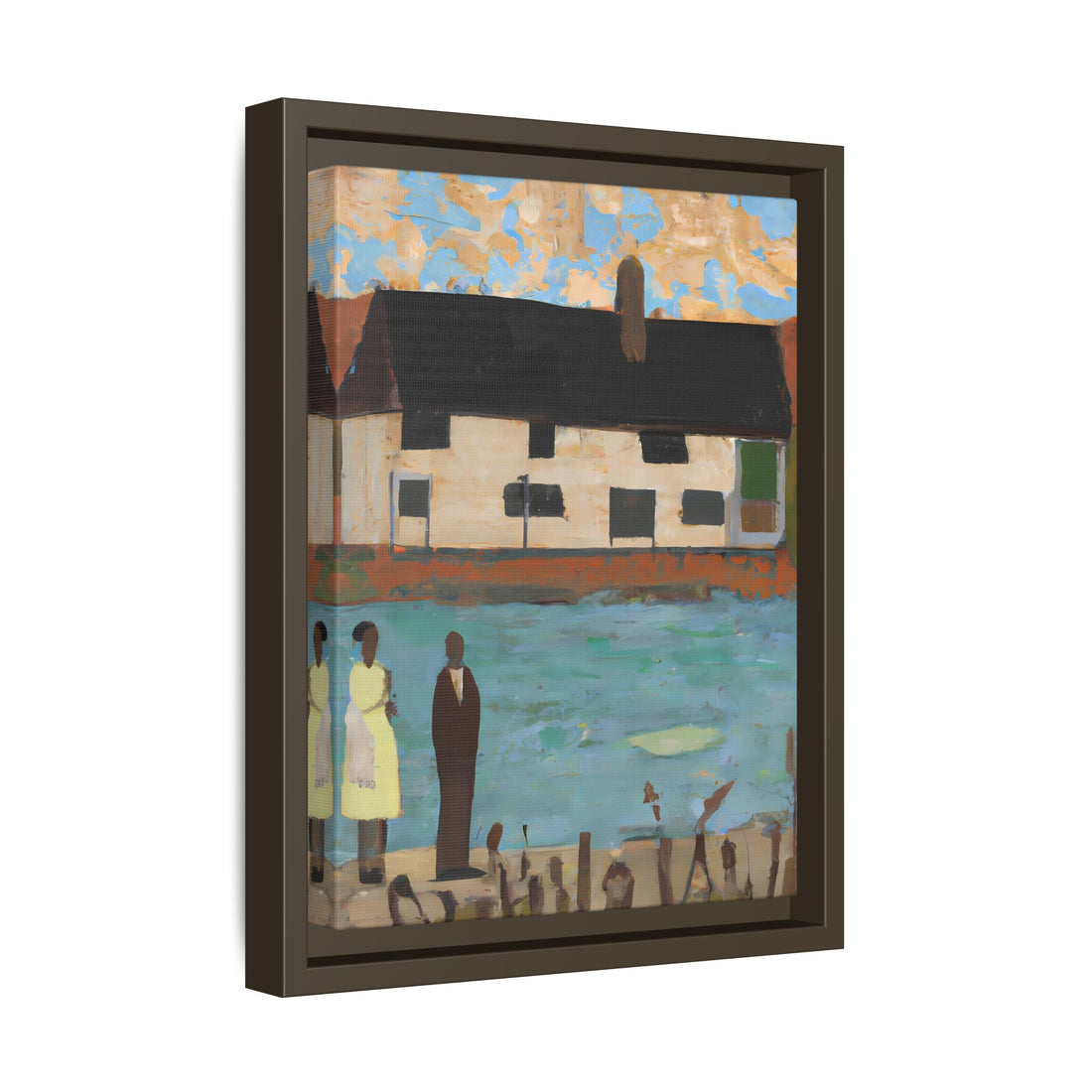 Lake House, Folk Series | Framed Canvas Art
