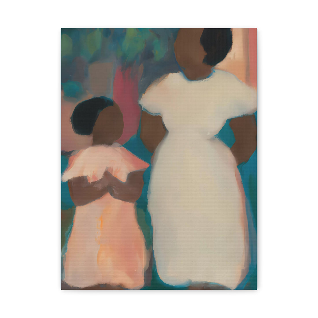 Teal Mother, Daughter Series Canvas Wall Art