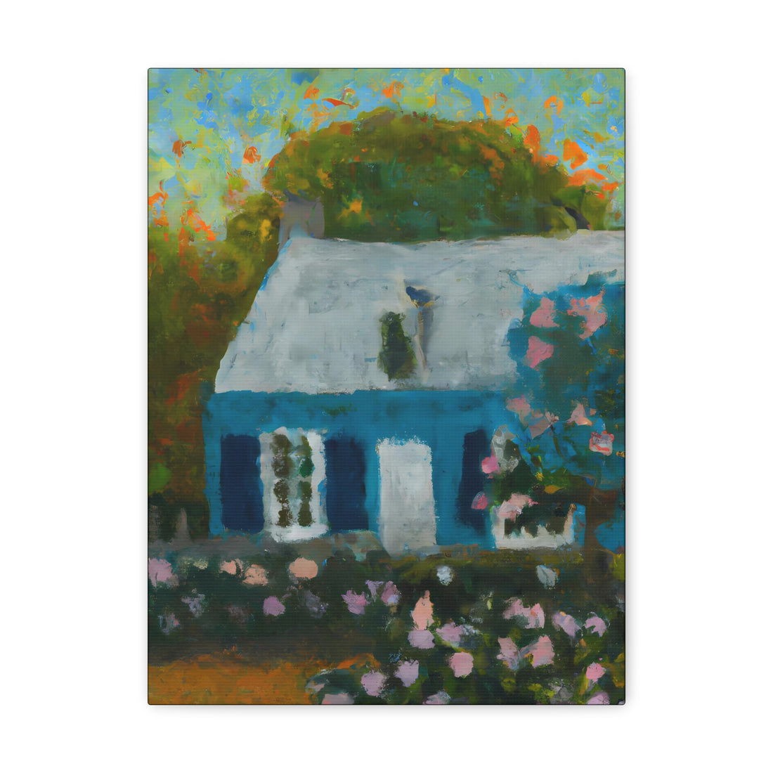 Blue Bungalow Cottage Series, CANVAS wall art