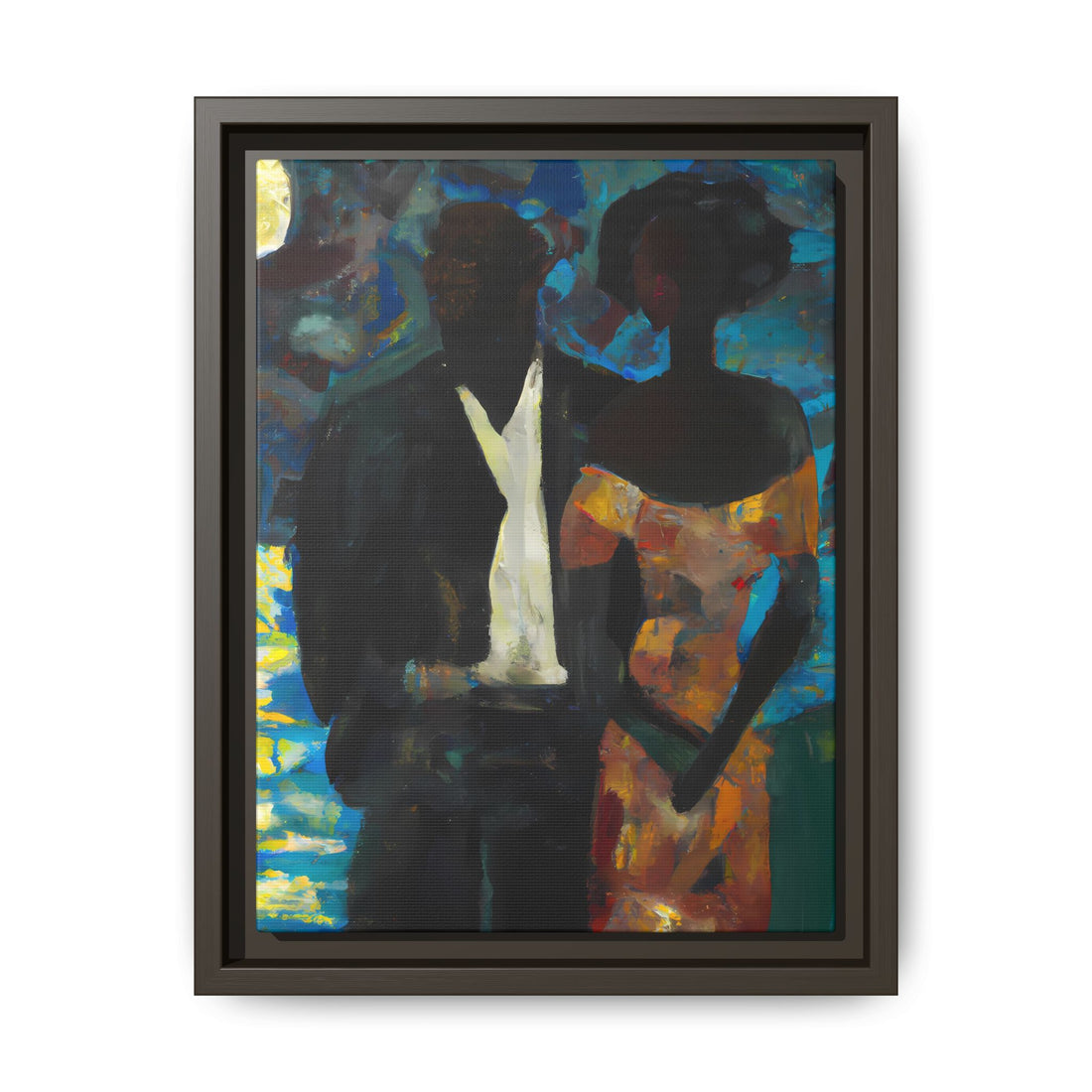 Moonlight, Black Love Series | Framed Canvas Wall Art