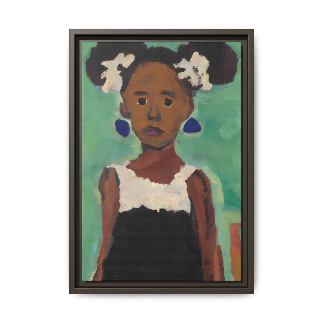 Girl with Afro Puffs, Daughter Series | FRAMED Canvas Wall Art