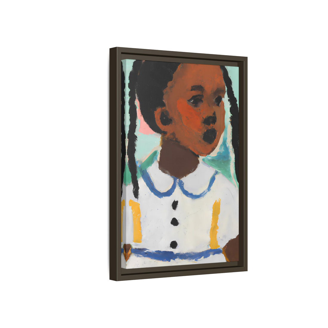 Girl with Pig Tails, Daughter Series | Framed Canvas Art