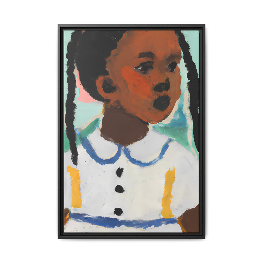 Girl with Pig Tails, Daughter Series | Framed Canvas Art