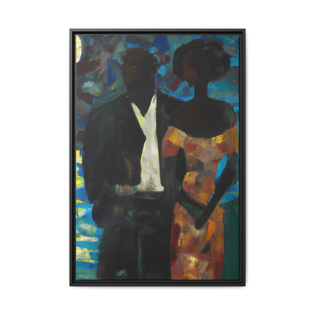 Moonlight, Black Love Series | Framed Canvas Wall Art