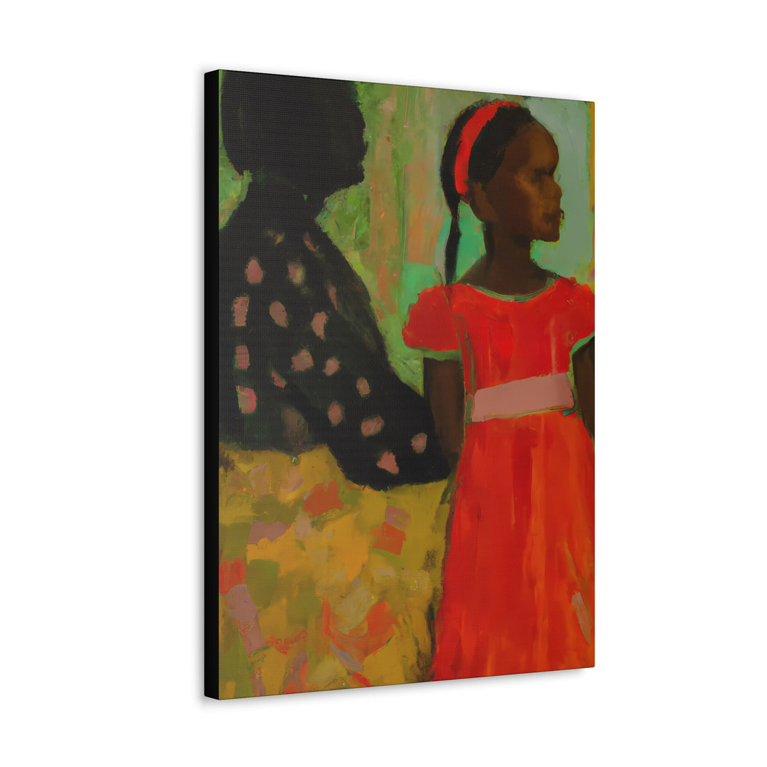 Polka Dot Print Mother, Daughter Series Canvas Wall Art