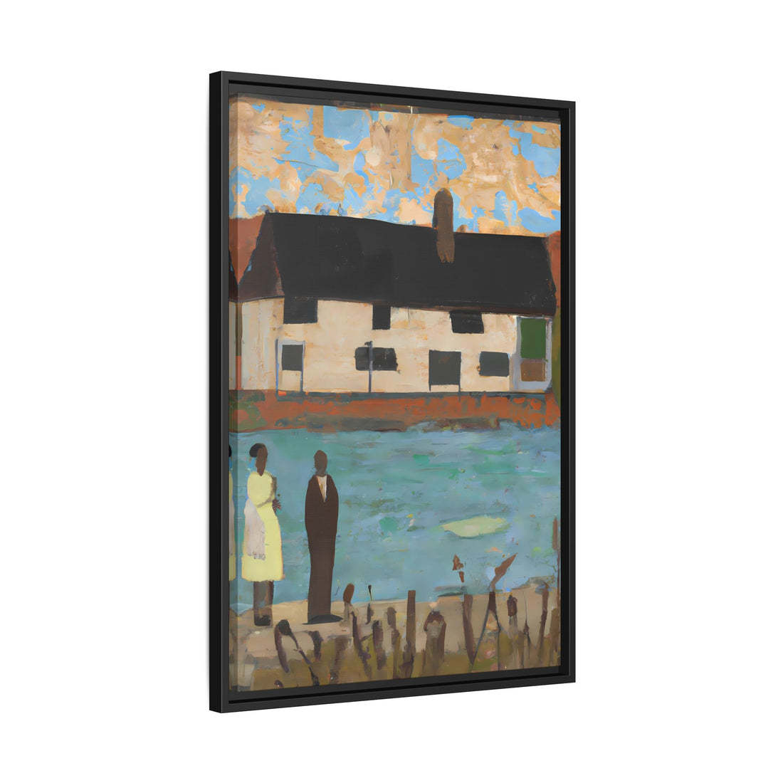 Lake House, Folk Series | Framed Canvas Art