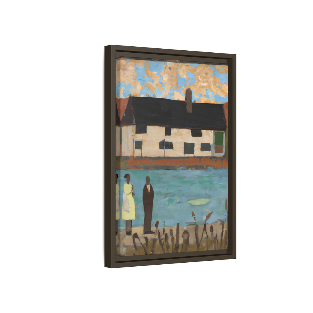 Lake House, Folk Series | Framed Canvas Art