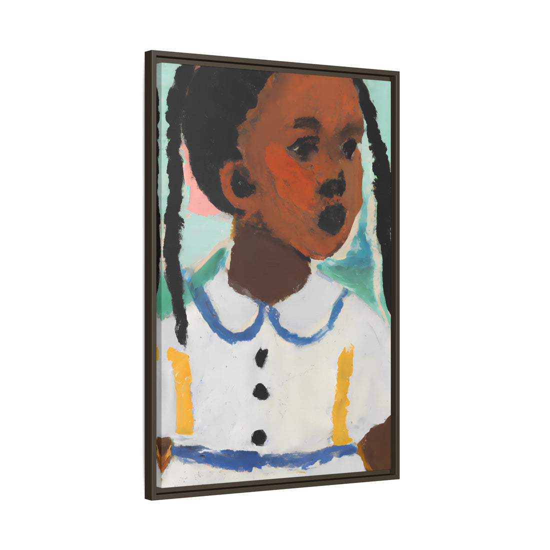Girl with Pig Tails, Daughter Series | Framed Canvas Art