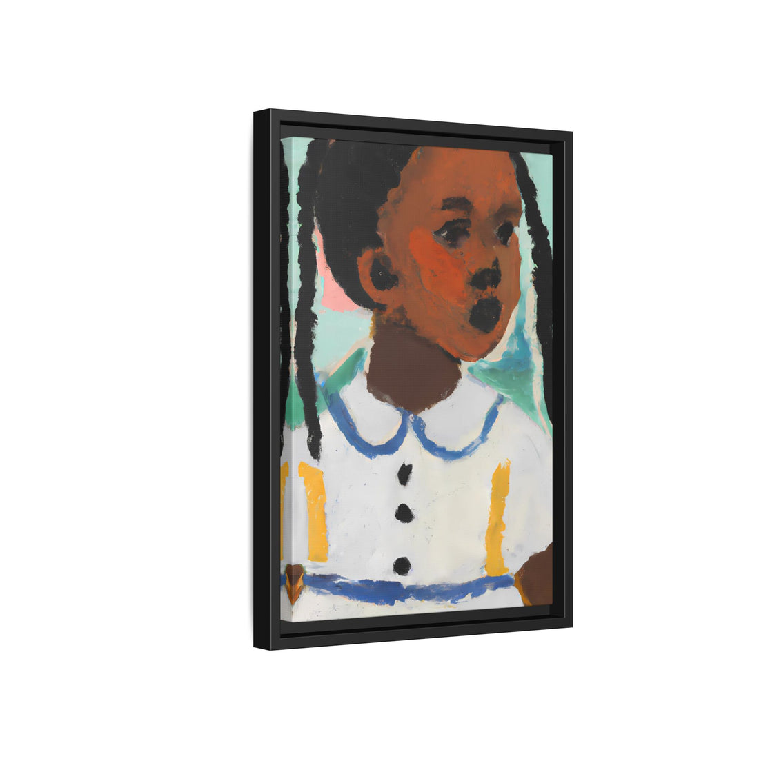 Girl with Pig Tails, Daughter Series | Framed Canvas Art