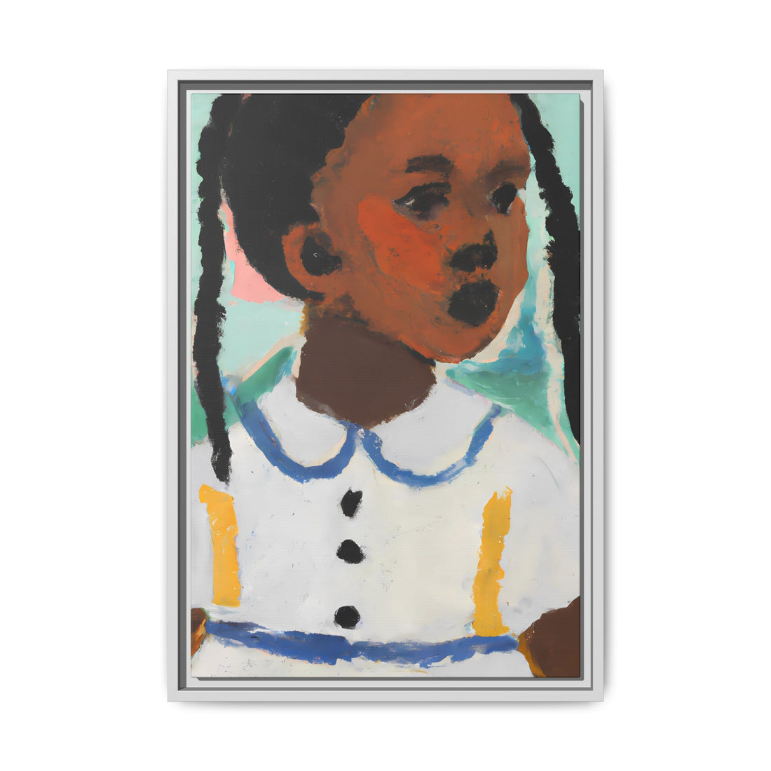 Girl with Pig Tails, Daughter Series | Framed Canvas Art