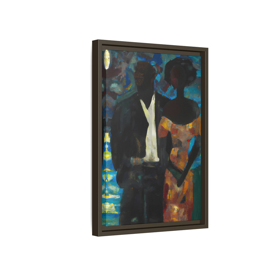 Moonlight, Black Love Series | Framed Canvas Wall Art