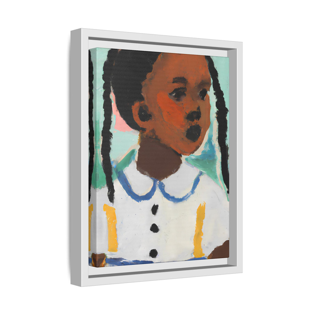 Girl with Pig Tails, Daughter Series | Framed Canvas Art
