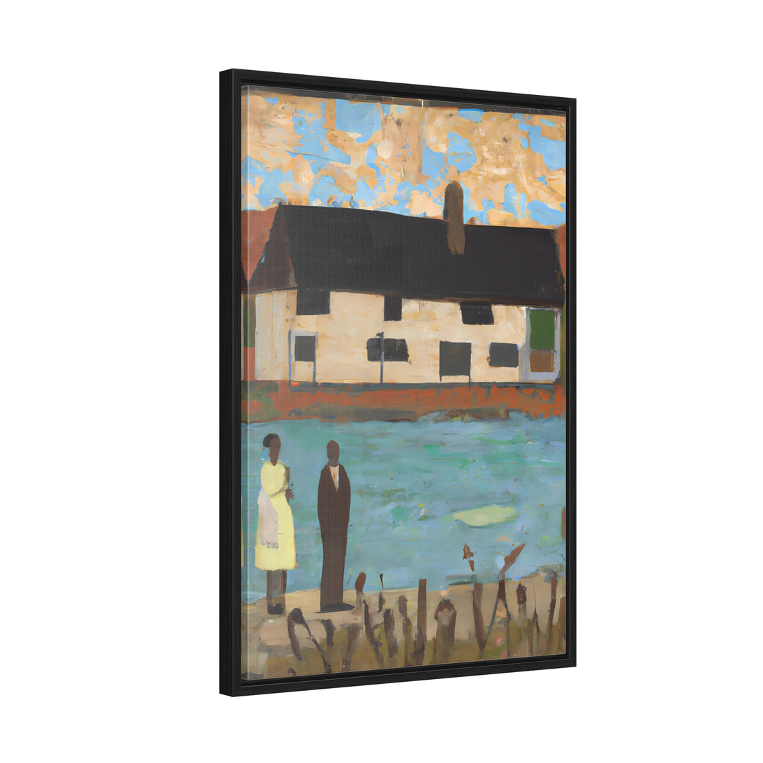 Lake House, Folk Series | Framed Canvas Art