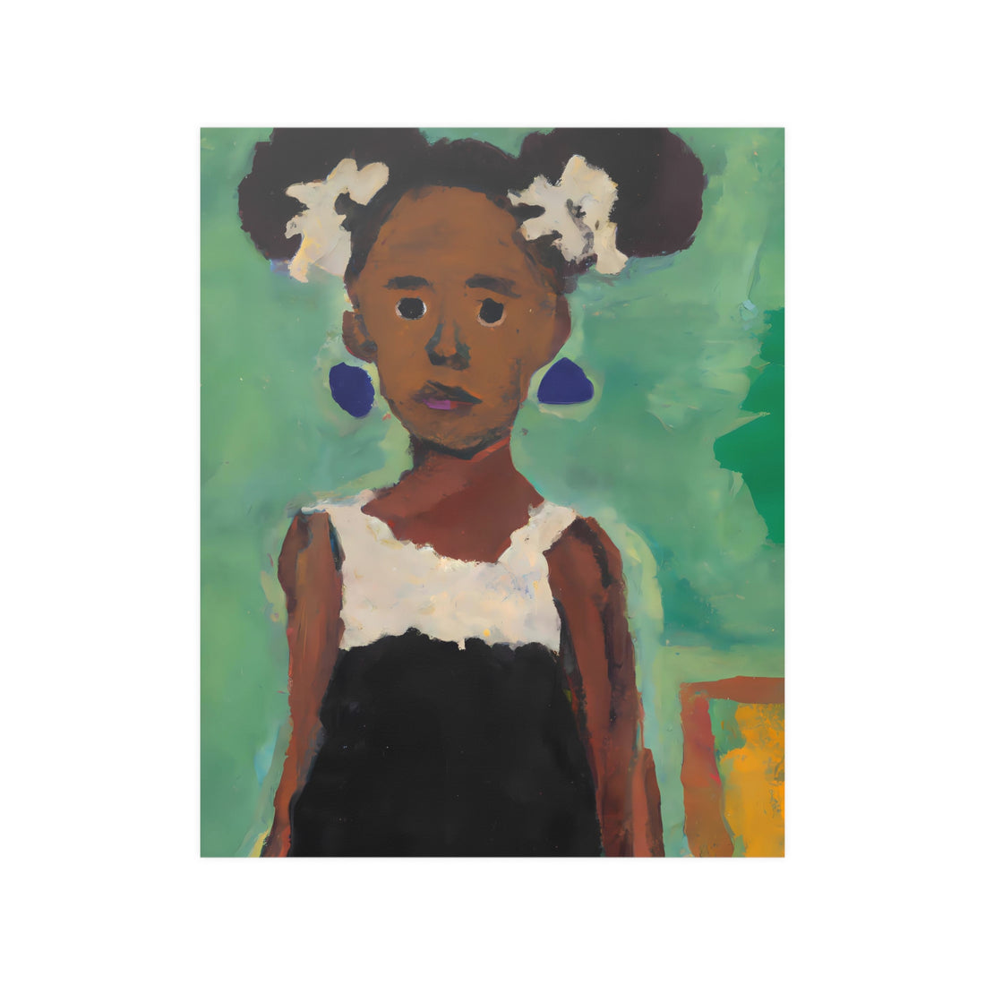 Girl in Afro Puffs Black Art Wall Poster