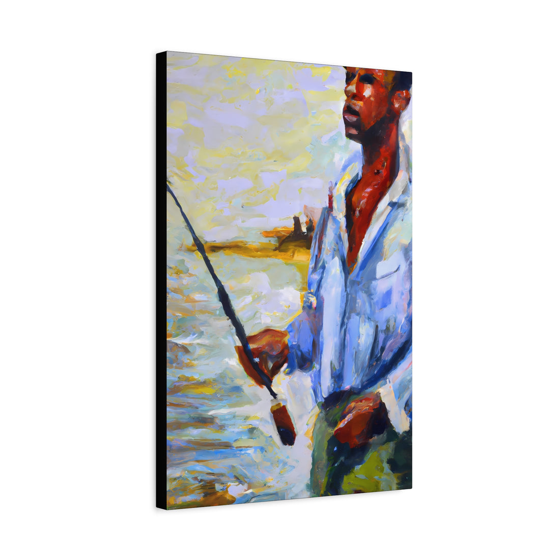 Black Man Fishing, Men Series CANVAS Wall Art