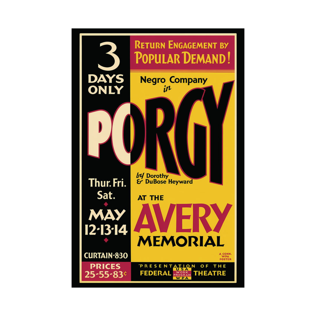 Porgy Vintage Print, Restored Giclee Art Poster