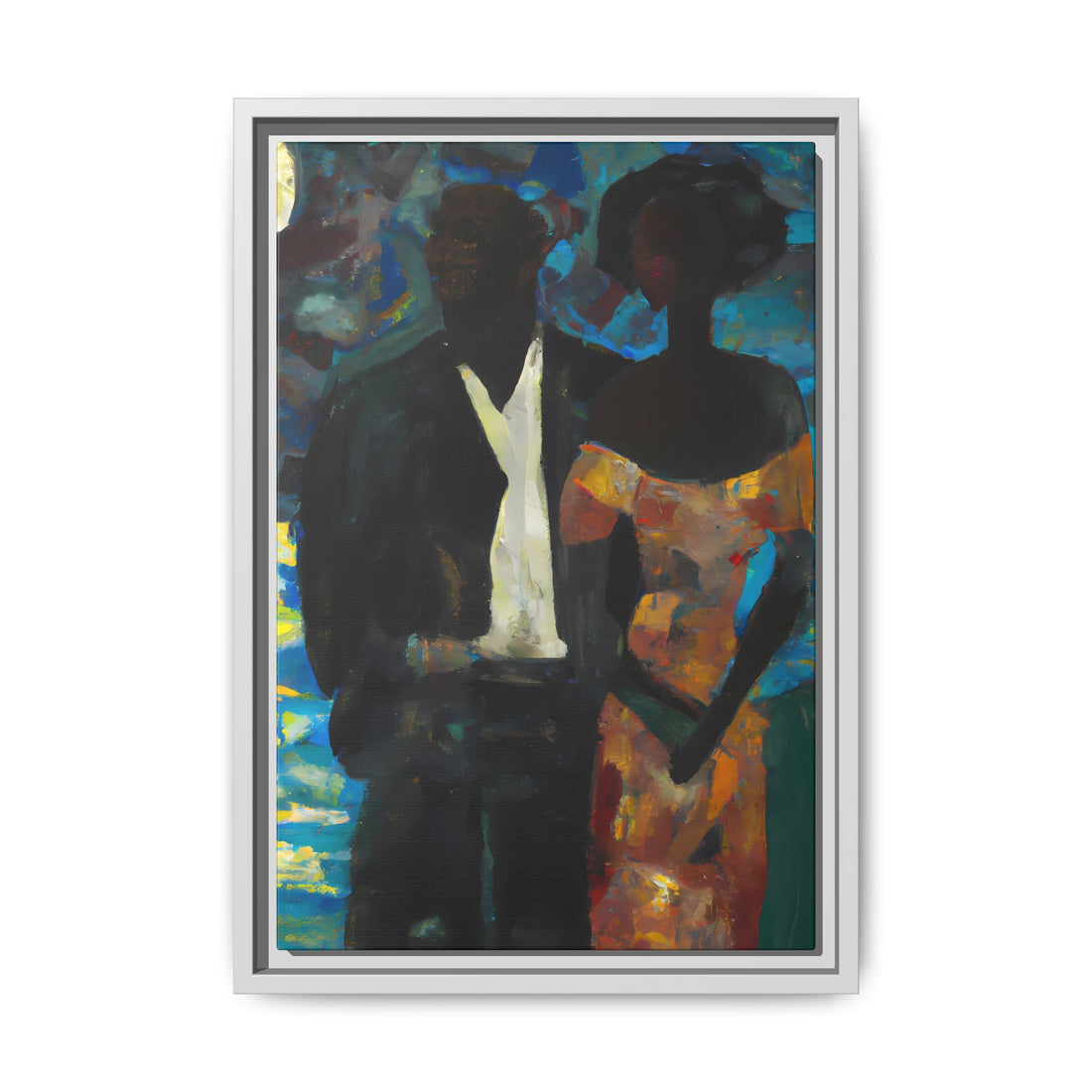 Moonlight, Black Love Series | Framed Canvas Wall Art