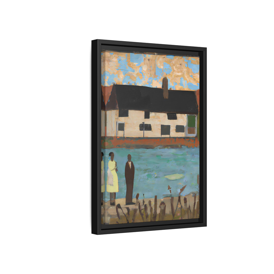 Lake House, Folk Series | Framed Canvas Art