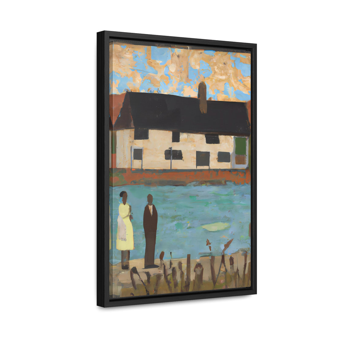 Lake House, Folk Series | Framed Canvas Art