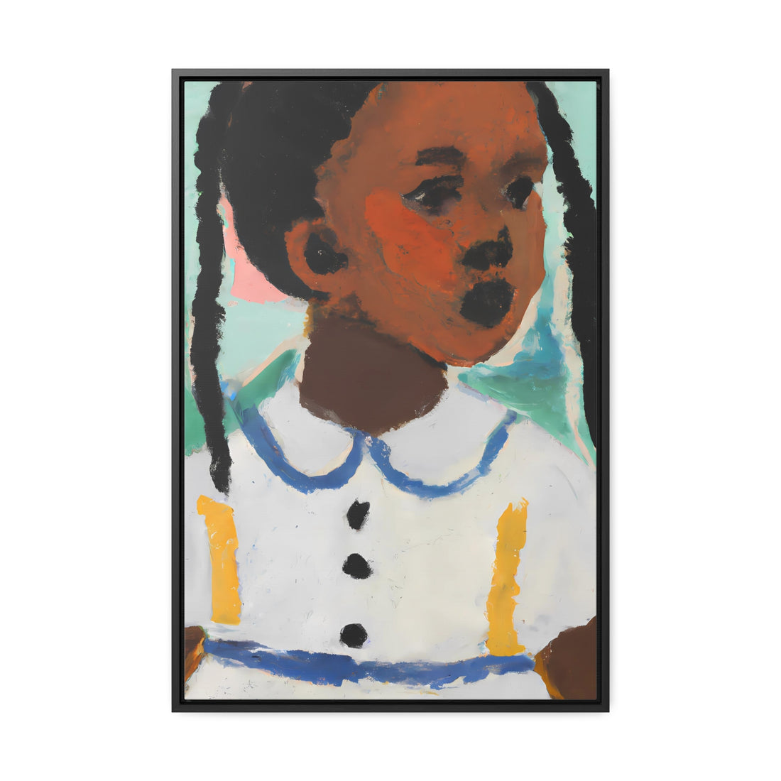 Girl with Pig Tails, Daughter Series | Framed Canvas Art