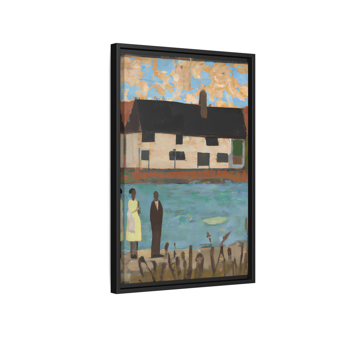 Lake House, Folk Series | Framed Canvas Art