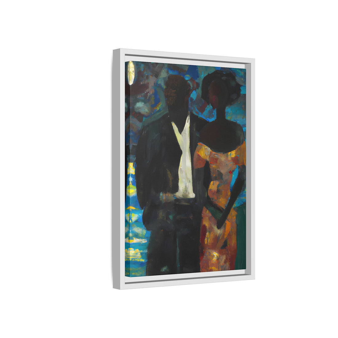 Moonlight, Black Love Series | Framed Canvas Wall Art