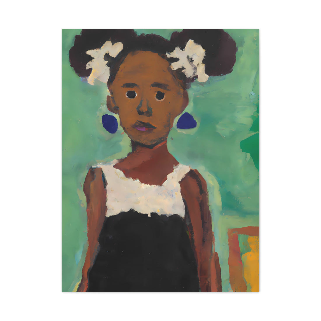 Girl with Afro Puffs, Canvas Wall Art Daughters Series