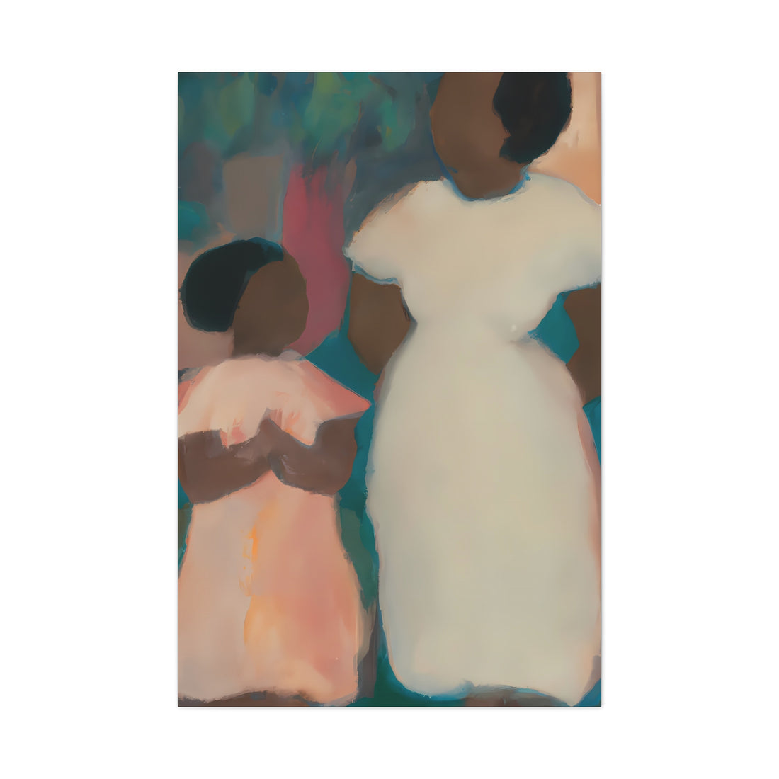 Teal Mother, Daughter Series Canvas Wall Art