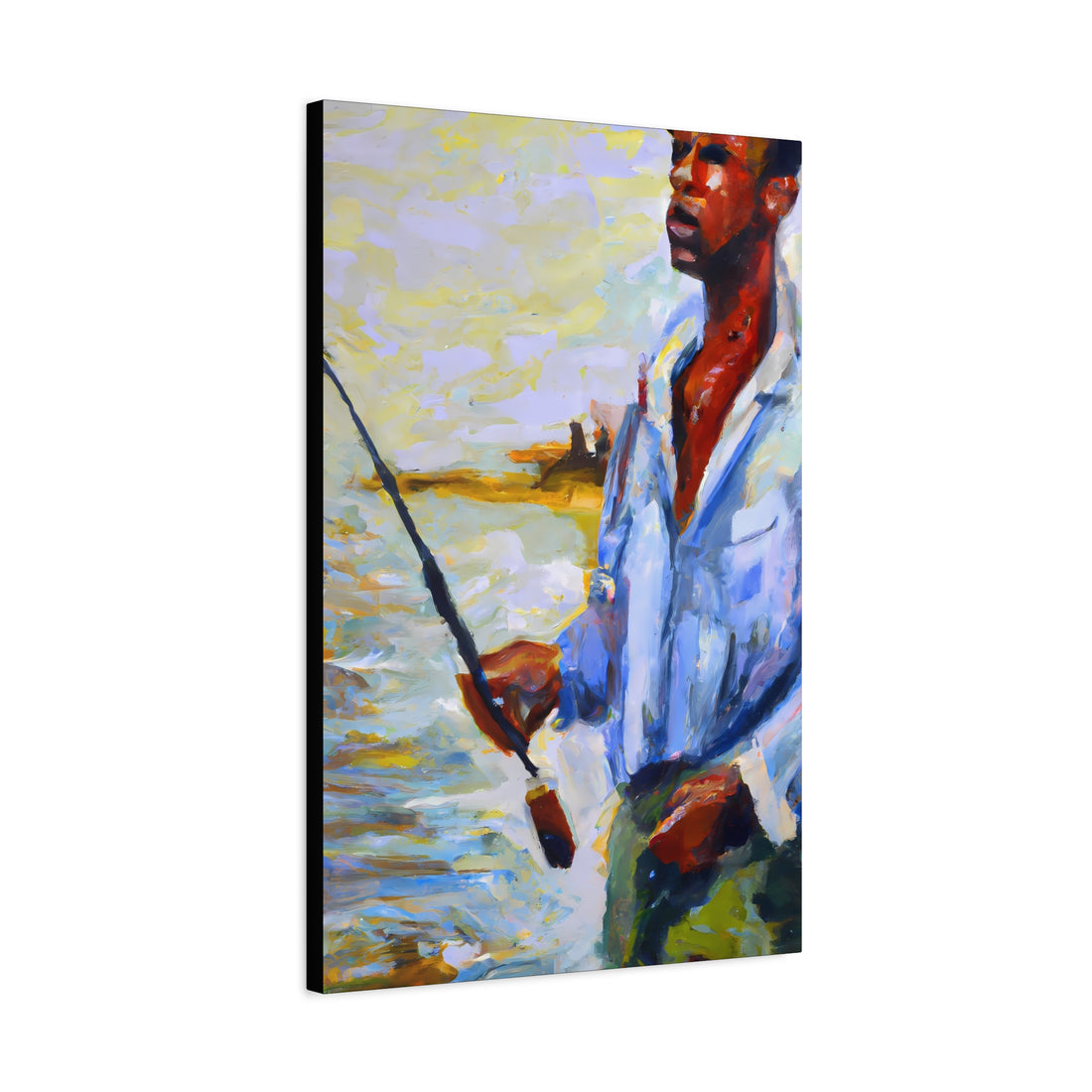 Black Man Fishing, Men Series CANVAS Wall Art